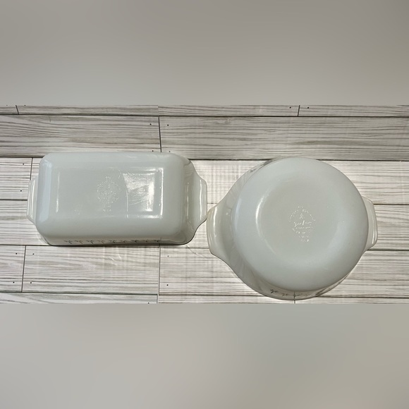 Anchor Hocking Fire King MCM Candle Glow White Glass 2pc Set - Picture 7 of 7